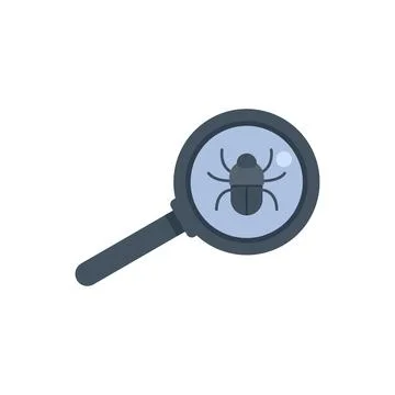 Magnifying glass investigating computer bug virus malware Stock Illustration