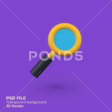 Magnifying glass isolated 3d render icon illustration PSD Template