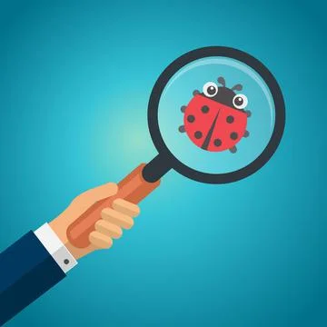 Magnifying glass with lady bug Stock Illustration
