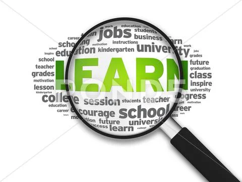 Magnifying glass - learn Stock Illustration