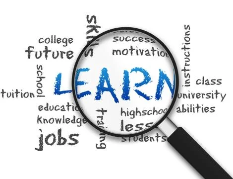 Magnifying glass - learn Stock Illustration