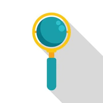 Magnifying glass with long shadow, exploring concept, researching icon Stock Illustration