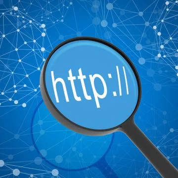 Magnifying glass looking http 库存插图