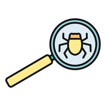 Magnifying glass looking for software bug Stock Illustration