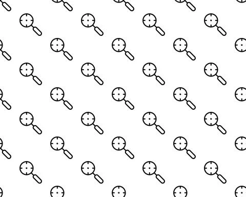 Magnifying Glass, Magnifiers Linear Vector Icons Seamless Pattern. Magnifying Illustrazione stock