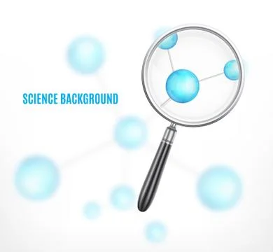 Magnifying glass on a molecule background Stock Illustration