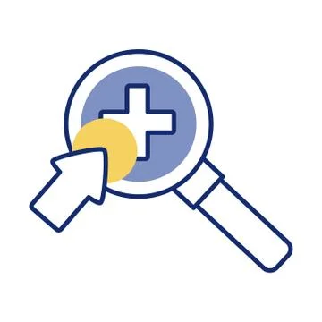 Magnifying glass with mouse cursor line style Ilustración de archivo