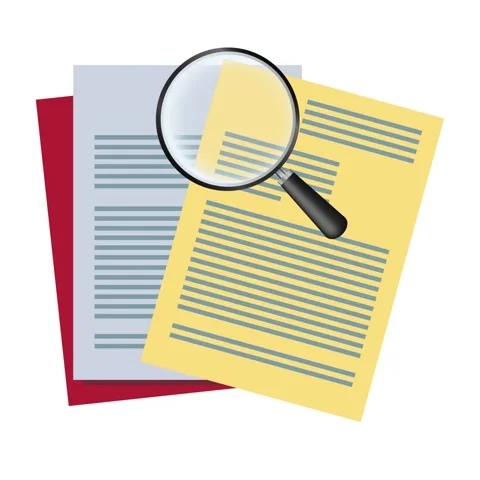 Magnifying glass moving over documents for inspection and data analysis Stock-Footage 342041696