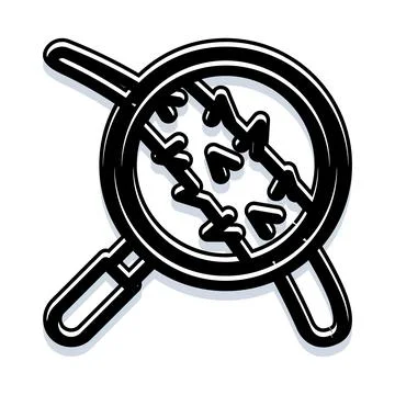 Magnifying glass observing tiny particles icon design Stock Illustration