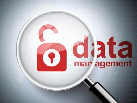 Magnifying glass with opened padlock icon Stock Illustration
