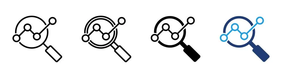 Magnifying glass over data graph with connected nodes and arcs chart analys.. Stock Illustration
