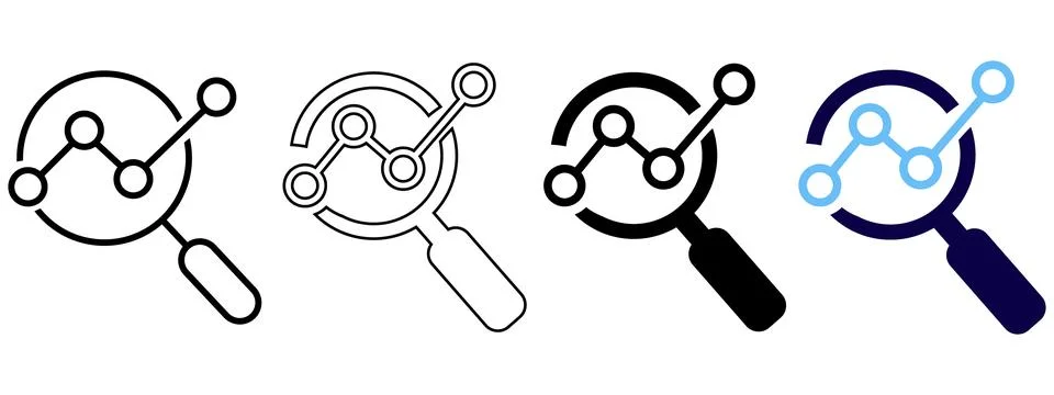 Magnifying Glass Over Data Graph Analysis Ilustração Stock