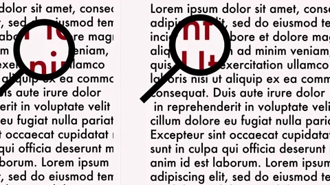 Magnifying Glass Over Document Text Search Animation 4K. Stock Footage 325329887