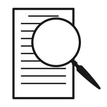 Magnifying glass over document vector icon Stock Illustration