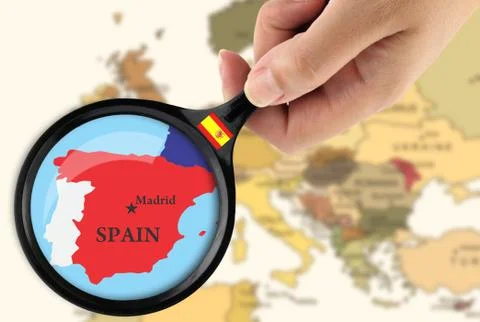Magnifying glass over a map of Greece Ilustração Stock