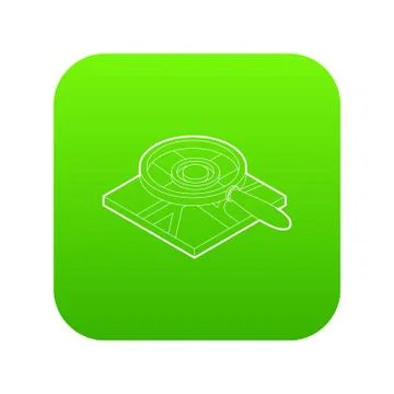 Magnifying glass over map icon green Ilustração Stock