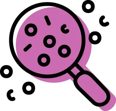 Magnifying glass over particle data analysis Stock Illustration