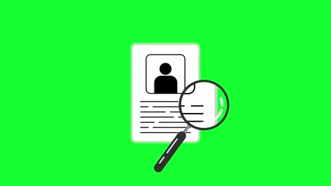 Magnifying glass over profile document on green screen background Stock Footage 308248259
