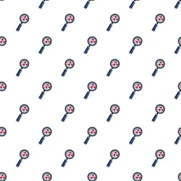 Magnifying glass pattern finding red blood cells Illustrazione stock