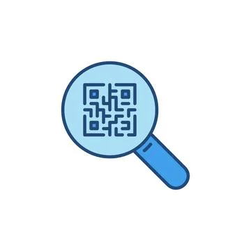 Magnifying Glass with QR Code vector colored icon Stock-Illustration