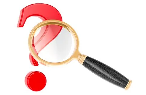 Magnifying glass with question mark. 3D rendering Stock Illustration