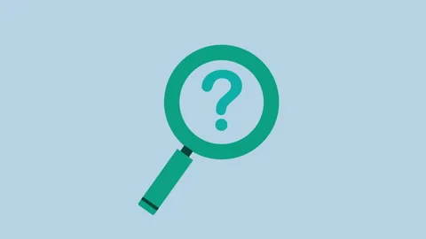 Magnifying glass with question mark, Find info about 2d with alpha matte Stock Footage 335732956