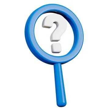 A magnifying glass with a question mark. Finding an answer to a question or Stock Illustration