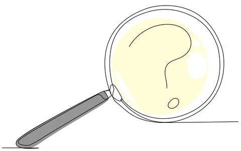 Magnifying glass with a question mark in one line on a white isolate. Magnify イラスト素材