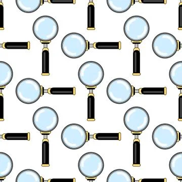 Magnifying Glass with Reflection Seamless Pattern Illustrazione stock