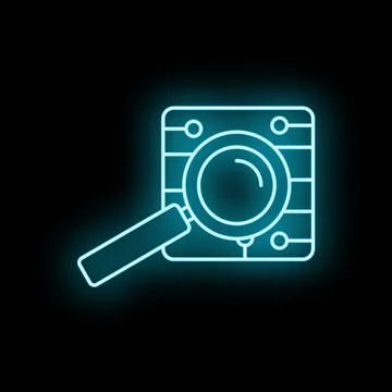 Magnifying glass researching chip for data analysis Stock Illustration