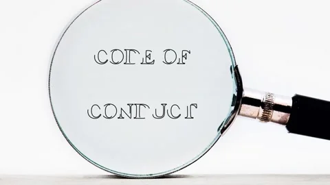 Magnifying glass revealing the text Code Of Conduct on a clean white background 動画素材 342488158