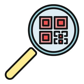 Magnifying glass scanning qr code for digital information Stock-Illustration