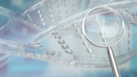 The magnifying glass on sci Background  3d rendering. Stock Illustration