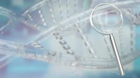 The magnifying glass on sci Background  3d rendering. Stock Illustration