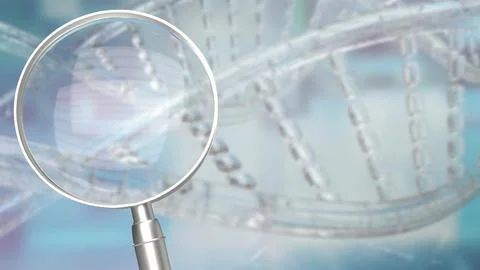 The magnifying glass on sci Background  3d rendering. Stock Illustration