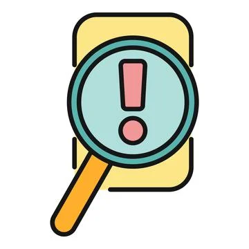 Magnifying glass searching for alert error message Stock Illustration