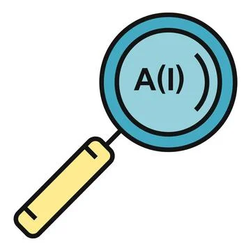 Magnifying glass searching analyzing artificial intelligence ai Stock Illustration