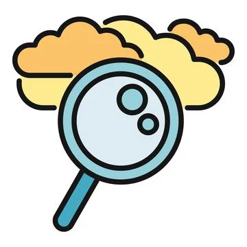 Magnifying glass searching analyzing cloud data storage 스톡 일러스트