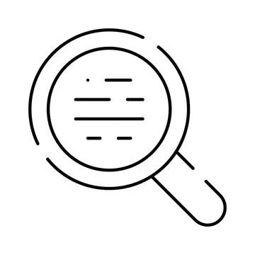 Magnifying glass searching analyzing document or code icon 스톡 일러스트