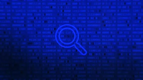 Magnifying Glass searching code. Big data - Binary data search. 스톡 동영상 148027072