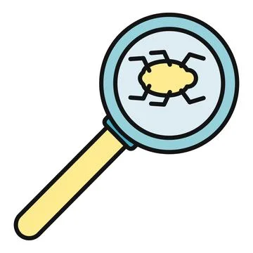 Magnifying glass searching for computer bug icon Illustrazione stock
