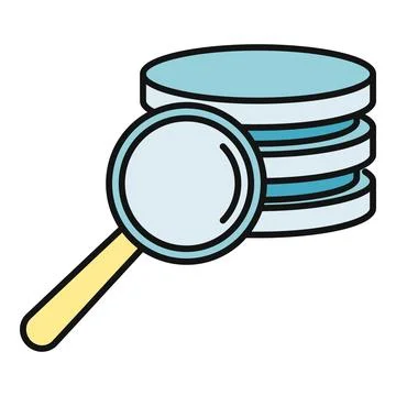 Magnifying glass searching database stack icon illustration Stock Illustration