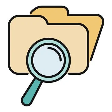 Magnifying glass searching files in a document folder Stock Illustration