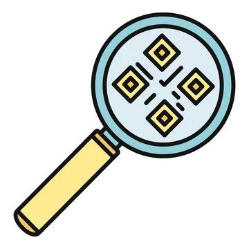 Magnifying glass searching qr code for data scanning Stock Illustration