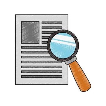 Magnifying glass on sheet scribble Illustrazione stock