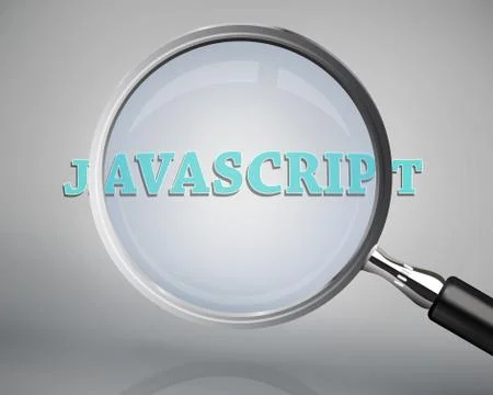 Magnifying glass showing javascript word Stock-Fotos
