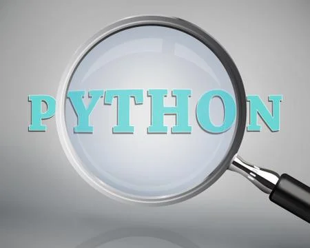 Magnifying glass showing python word Foto stock