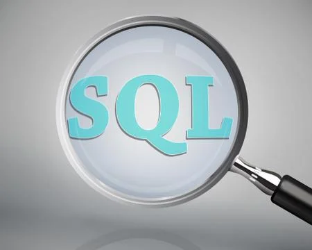 Magnifying glass showing sql word Foto stock