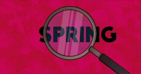 Magnifying glass with Spring text Stock Footage 171963755