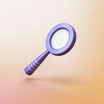 Magnifying glass - stylized 3d CGI icon object Stock Illustration